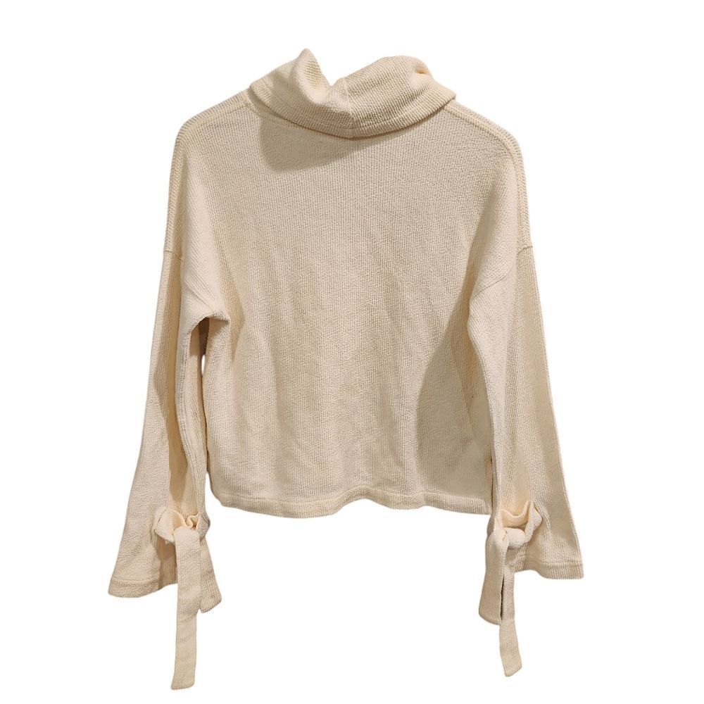Madewell Mockneck Tie-Cuff Top Cream Size Small Women's Long Sleeve - Picture 5 of 8